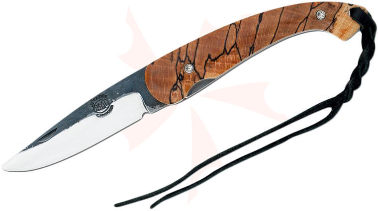 Citadel KC4041 Trident Folding Knife 3.25 inch DNH7 Plain Blade, Spalted Wood Handles