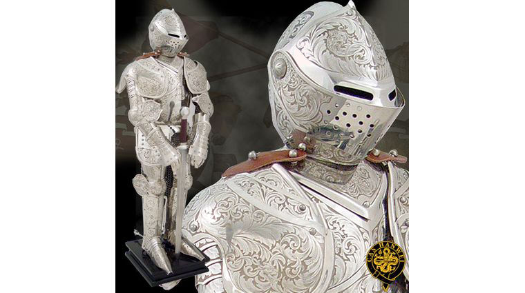 Knight In Embossed Armour Miniature Beautifully Ornate Embossed