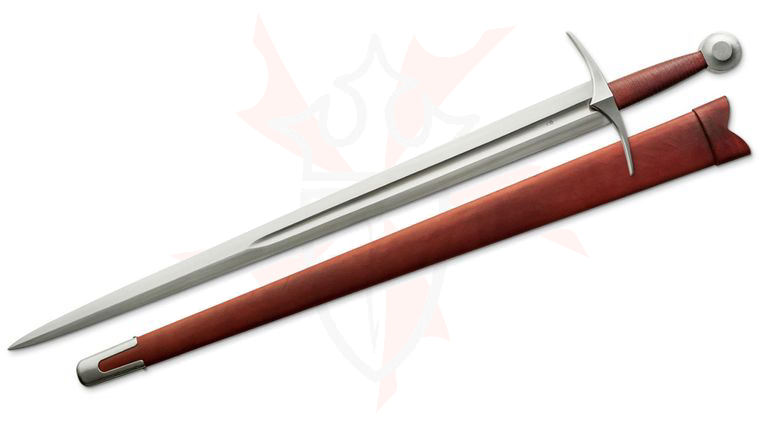 CAS Iberia Kingston Arms Atrim Design Type XIV Arming Sword 34.25 inch Overall, Wood Core Leather Covered Scabbard