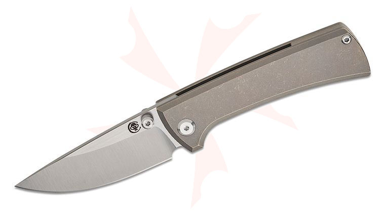 Chaves Knives RCK9 Frame Lock Folding Knife 3.25 inch M390 Satin Drop Point Blade, Stonewashed Titanium Handles