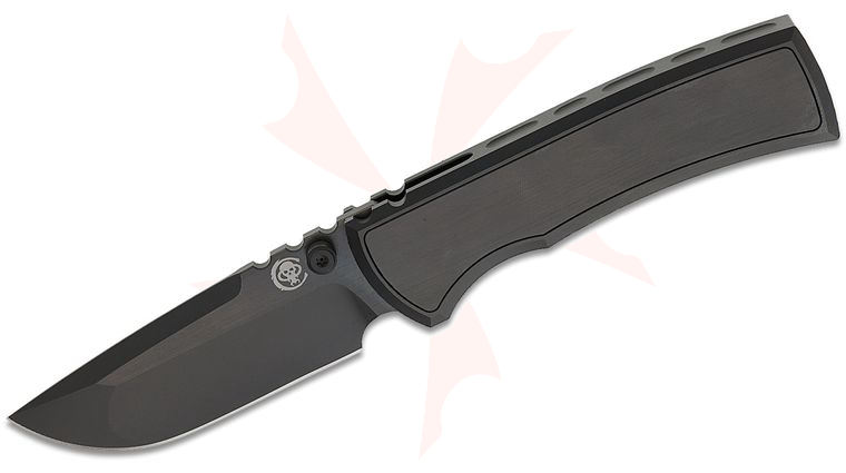 Chaves Knives Redencion Street Integral Frame Lock Folding Knife 3.25 inch M390 Black PVD Compound Drop Point Blade, Single-Piece Black PVD Titanium Handle with Magnetic Titanium Inlay