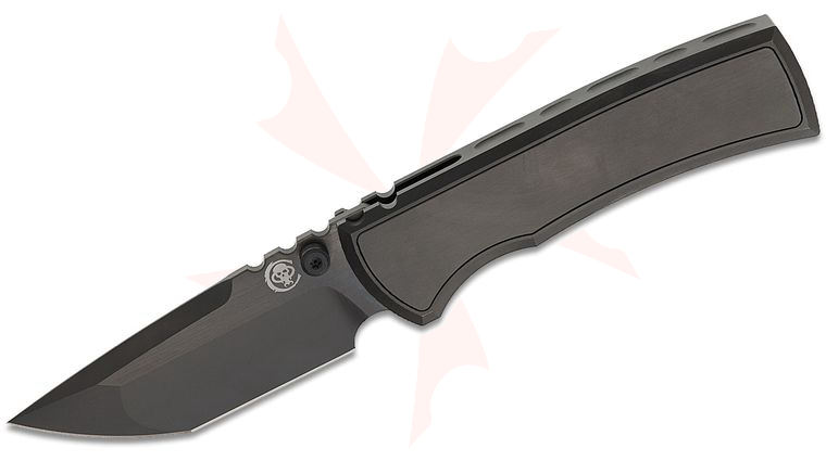Chaves Knives Redencion Street Integral Frame Lock Folding Knife 3.25 inch M390 Black PVD Compound Tanto Blade, Single-Piece Black PVD Titanium Handle with Magnetic Titanium Inlay