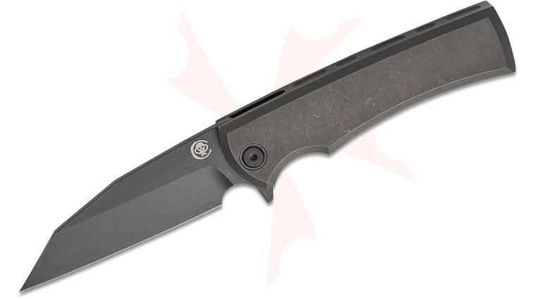 Chaves Knives Integral Sangre Street Flipper Knife 3.5 inch M390 Gray PVD Stonewashed Wharncliffe Blade and Single-Piece Titanium Handle