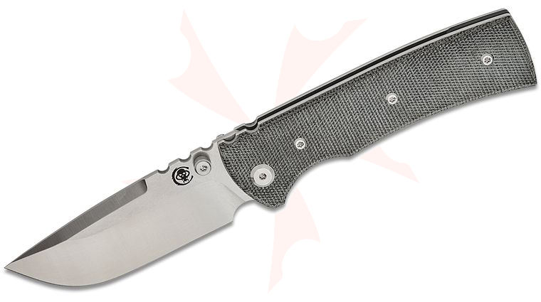 Chaves Knives Redencion 229 Blue Label Liner Lock Folding Knife 3.5 inch Elmax Belt Satin Drop Point Blade, Black Micarta Handles