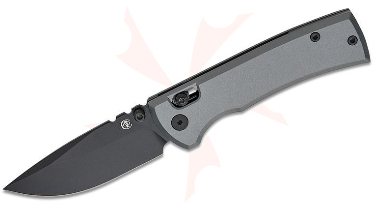 Chaves Knives Redencion 229 Blue Label X-Lock Folding Knife 3.125 inch D2 Black Drop Point Blade, Gray Aluminum Handles