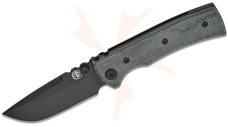 Chaves Knives Redencion Street Blue Label Liner Lock Folding Knife 3.2 inch Elmax Black PVD Drop Point Blade, Black Micarta Handles