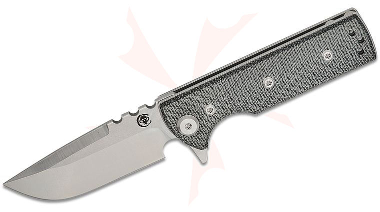 Chaves Knives TAK Blue Label Liner Lock Flipper Knife 2.75 inch Elmax Belt Satin Drop Point Blade, Black Micarta Handles