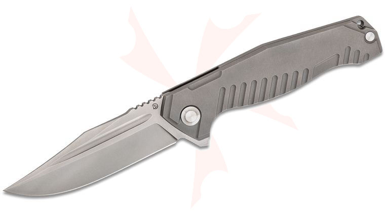 Cheburkov Workshop Bear Flipper Knife 4.125 inch CPM-S90V Clip Point Blade, Milled Titanium Handles