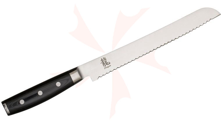 Apogee Dragon Classic 9 inch Bread Knife, Black Micarta Handles