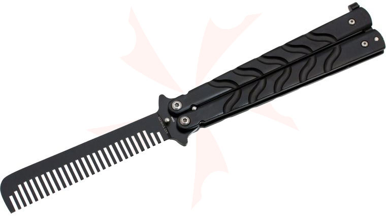 Ronin Gear Balisong Butterfly Comb Trainer, 5 inch Closed, Matte Black