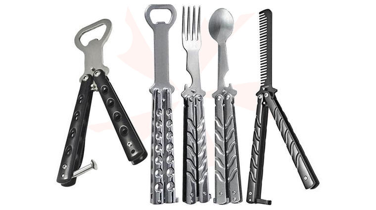 GenPro 5 Piece Ultimate Butterfly Kit with Bottle Openers, Comb, Spoon and Fork