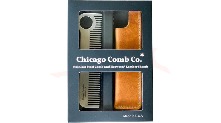Chicago Comb Model 1 Classic Comb and Horween Leather Sheath, Gift Set