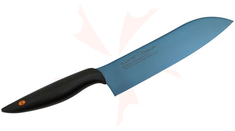 Chroma Cutlery Kasumi Titanium 7-1/8 inch Santoku Japanese Chef's Knife, Coated Molybdenum Vanadium Steel