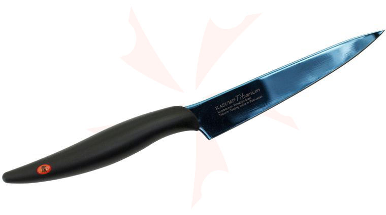 Chroma Cutlery Kasumi Titanium 4-3/4 inch Utility Knife, Coated Molybdenum Vanadium Steel
