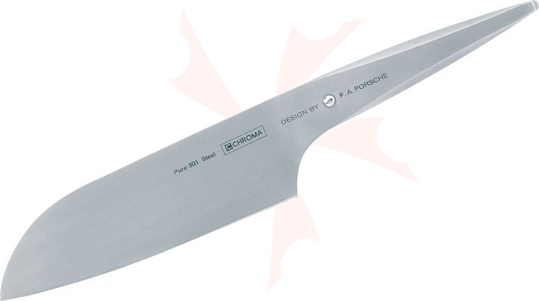 Chroma Cutlery F.A. Porsche Type 301 7-1/4 inch Santoku Knife, Japanese 301 Stainless Steel