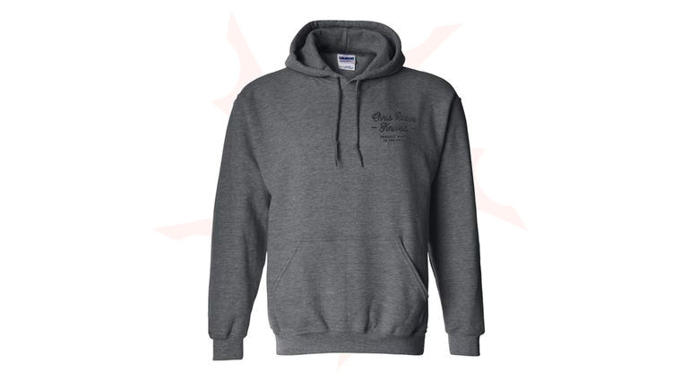 Chris Reeve  inchWho's Got a Knife inch Unisex Pullover Hooded Sweatshirt, Dark Heather Gray - Medium