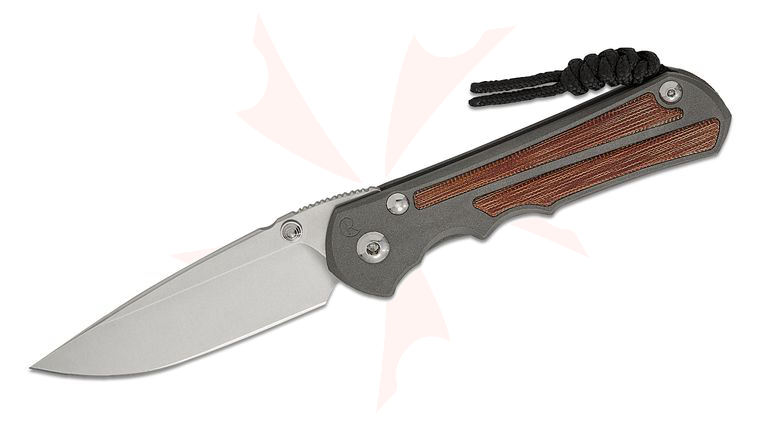 Chris Reeve Large Inkosi Folding Knife 3.6 inch CPM-MagnaCut Blade, Double Silver Lugs, Titanium Handles with Natural Canvas Micarta Inlays