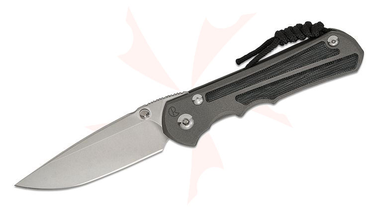 Chris Reeve Large Inkosi Folding Knife 3.6 inch CPM-MagnaCut Blade, Double Silver Lugs, Titanium Handles with Black Canvas Micarta Inlays