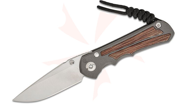 Chris Reeve Small Inkosi Frame Lock Folding Knife 2.8 inch CPM-MagnaCut Stonewashed Drop Point Blade, Double Silver Lugs, Titanium Handles with Natural Canvas Micarta Inlays