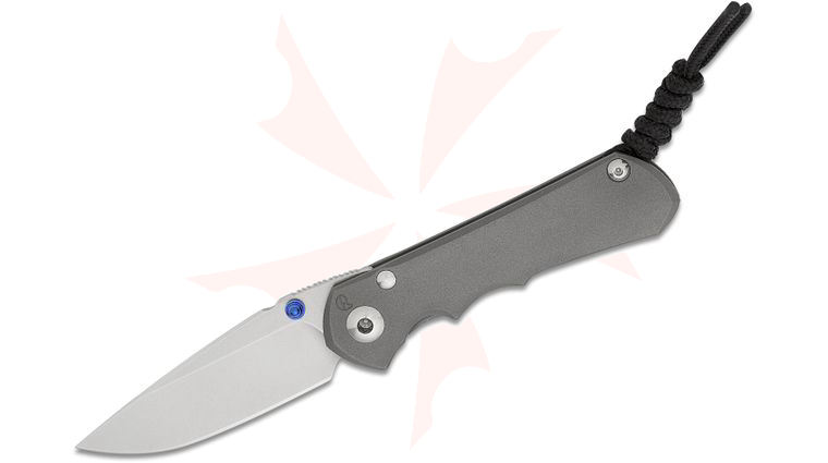 Chris Reeve Small Inkosi Folding Knife 2.8 inch CPM-MagnaCut Blade, Double Blue Lugs, Blasted Titanium Handles