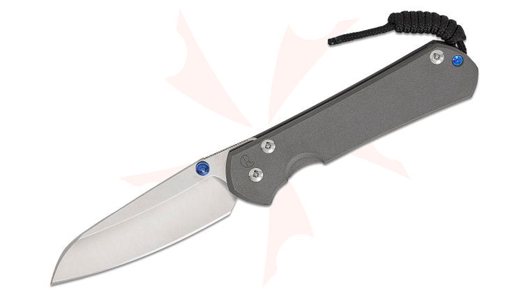 Chris Reeve Large Sebenza 31 Folding Knife 3.61 inch CPM-MagnaCut Stonewashed Insingo Blade, Sandblasted Titanium Handles, Single Blue Lug