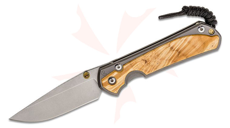 Chris Reeve Large Sebenza 31 Folding Knife 3.61 inch CPM-MagnaCut Satin Blade, Titanium Handles with Box Elder Burl Inlays