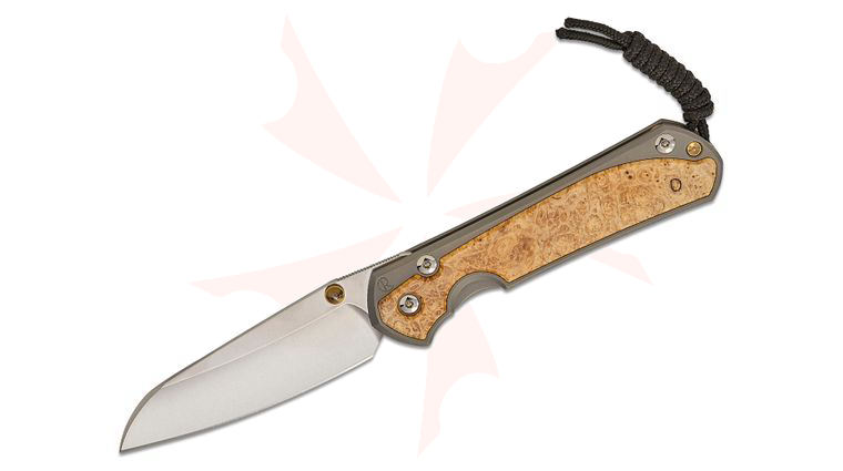 Chris Reeve Large Sebenza 31 Folding Knife 3.61 inch CPM-MagnaCut Satin Insingo Blade, Glass Blasted Titanium Handles with Box Elder Burl Inlays