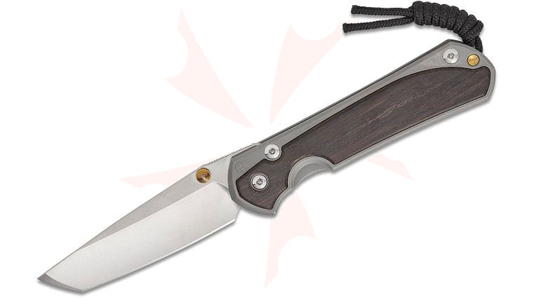 Chris Reeve Large Sebenza 31 Frame Lock Folding Knife 3.61 inch CPM-MagnaCut Stonewashed Tanto Blade, Glass Blasted Titanium Handles with Bog Oak Inlays