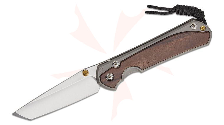 Chris Reeve Large Sebenza 31 Folding Knife 3.61 inch CPM-MagnaCut Stonewashed Tanto Blade, Glass Blasted Titanium Handles with Macassar Ebony Wood Inlays