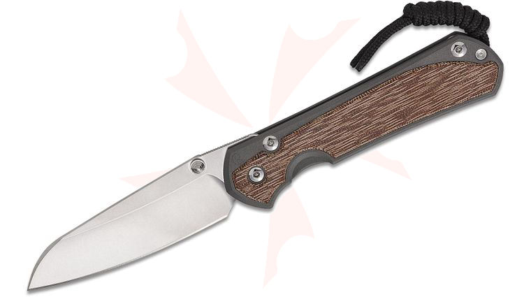 Chris Reeve Large Sebenza 31 Frame Lock Folding Knife 3.61 inch CPM-MagnaCut Stonewashed Insingo Blade, Sandblasted Titanium Handles with Natural Canvas Micarta Inlays