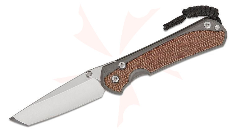 Chris Reeve Large Sebenza 31 Frame Lock Folding Knife 3.61 inch CPM-MagnaCut Stonewashed Tanto Blade, Sandblasted Titanium Handles with Natural Canvas Micarta Inlays