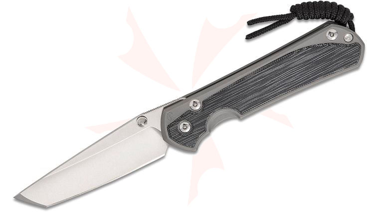 Chris Reeve Large Sebenza 31 Folding Knife 3.61 inch CPM-MagnaCut Stonewashed Tanto Blade, Glass Blasted Titanium Handles with Black Canvas Micarta Inlays