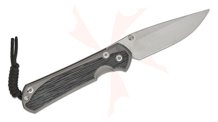 Chris Reeve Left Handed Large Sebenza 31 Frame Lock Folding Knife 3.61 inch CPM-MagnaCut Stonewashed Blade, Glass Blasted Titanium Handles with Black Canvas Micarta Inlays
