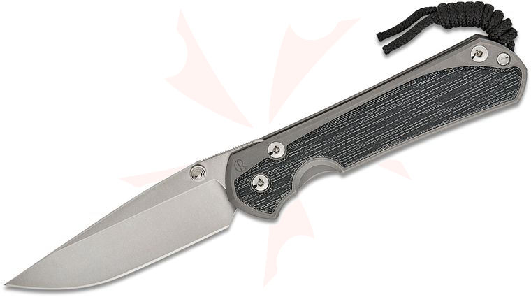Chris Reeve Large Sebenza 31 Folding Knife 3.61 inch CPM-MagnaCut Stonewashed Blade, Glass Blasted Titanium Handles with Black Canvas Micarta Inlays