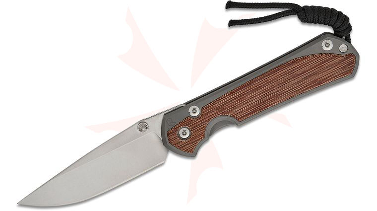 Chris Reeve Large Sebenza 31 Folding Knife 3.61 inch CPM-MagnaCut Stonewashed Blade, Glass Blasted Titanium Handles with Natural Canvas Micarta Inlays