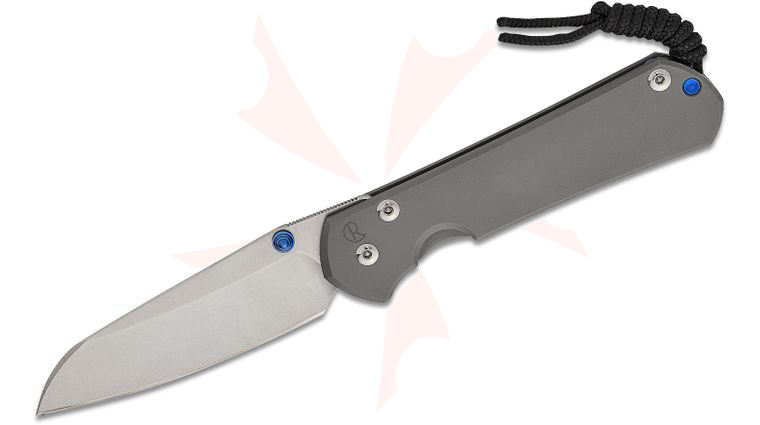 Chris Reeve Large Sebenza 31 Folding Knife 3.61 inch CPM-MagnaCut Stonewashed Insingo Blade, Glass Blasted Titanium Handles, Single Blue Lug