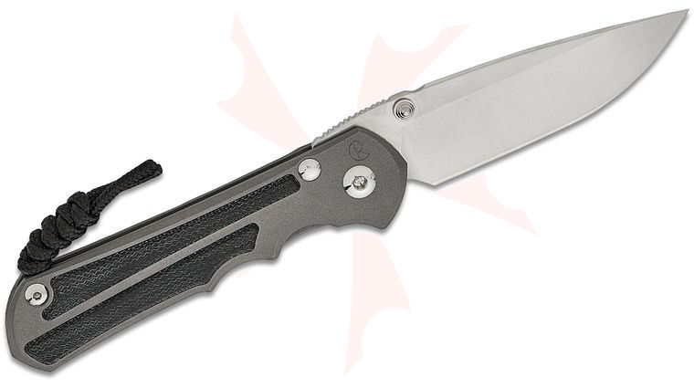 Chris Reeve Left Handed Large Inkosi Folding Knife 3.6 inch CPM-MagnaCut Stonewashed Drop Point Blade, Double Lugs, Sand Blasted Titanium Handles with Black Micarta Inlays