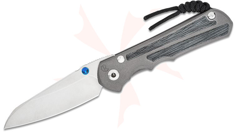 Chris Reeve Large Inkosi Insingo Folding Knife 3.6 inch CPM-MagnaCut Stonewashed Blade, Double Lugs, Titanium Handles with Black Canvas Micarta Inlays