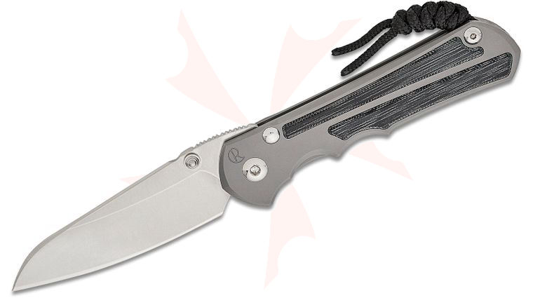 Chris Reeve Large Inkosi Insingo Folding Knife 3.6 inch CPM-MagnaCut Stonewashed Blade, Double Lugs, Glass Blasted Titanium Handles with Black Micarta Inlays