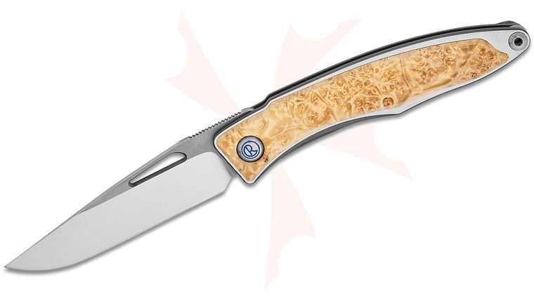 Chris Reeve 2021 Mnandi Folding Knife 2.74 inch CPM-MagnaCut Polished Blade, Titanium Handles with Box Elder Burl Inlays