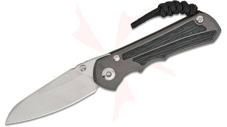 Chris Reeve Small Inkosi Frame Lock Folding Knife 2.8 inch CPM-MagnaCut Stonewashed Insingo Blade, Double Silver Lugs, Titanium Handles with Black Canvas Micarta Inlays