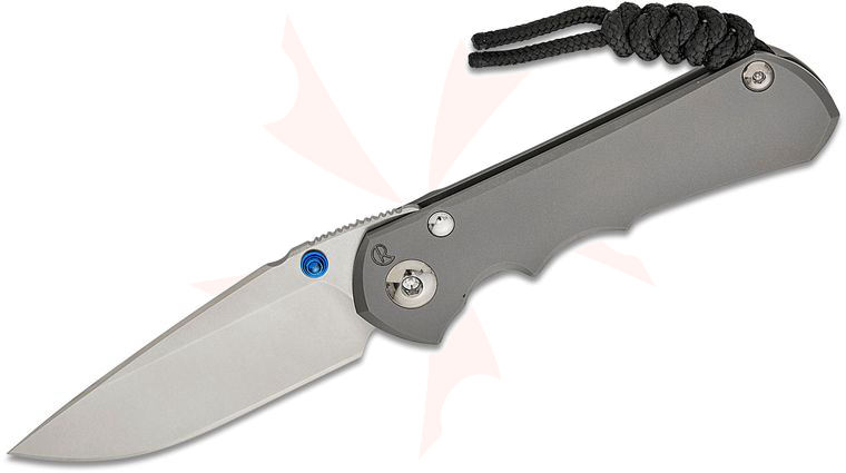 Chris Reeve Small Inkosi Frame Lock Folding Knife 2.8 inch CPM-MagnaCut Stonewashed Drop Point Blade, Blue Double Lugs, Titanium Handles