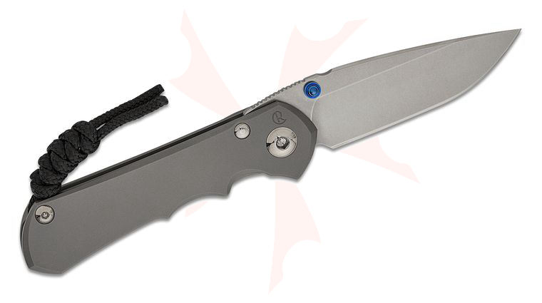 Chris Reeve Left Handed Small Inkosi Frame Lock Folding Knife 2.8 inch CPM-MagnaCut Stonewashed Drop Point Blade, Blue Double Lugs, Titanium Handles