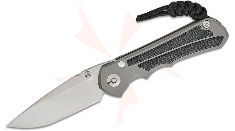 Chris Reeve Small Inkosi Frame Lock Folding Knife 2.8 inch CPM-MagnaCut Drop Point Blade, Double Silver Lugs, Glass Blasted Titanium Handles with Black Canvas Micarta Inlays