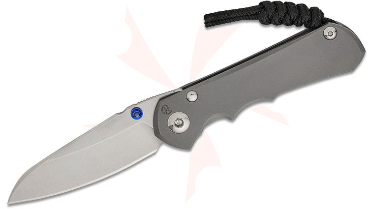 Chris Reeve Small Inkosi Frame Lock Folding Knife 2.8 inch CPM-MagnaCut Stonewashed Insingo Blade, Blue Double Lugs, Glass Blasted Titanium Handles