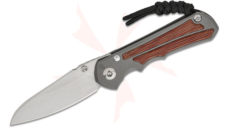 Chris Reeve Small Inkosi Frame Lock Folding Knife 2.8 inch CPM-MagnaCut Stonewashed Insingo Blade, Double Silver Lugs, Glass Blasted Titanium Handles with Natural Canvas Micarta Inlays