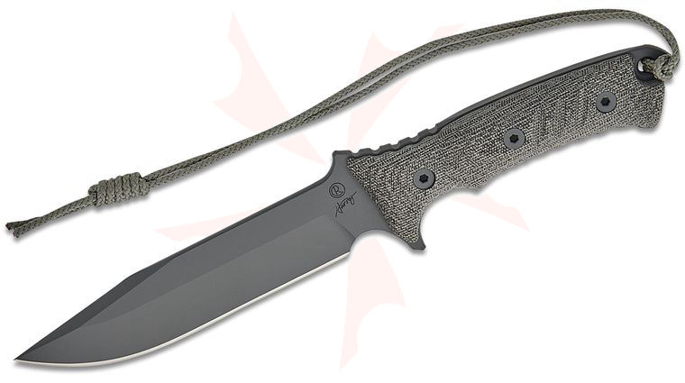 Chris Reeve Pacific Combat Knife Fixed 6 inch CPM-MagnaCut Black Plain Blade, Micarta Handles, Camo Nylon Sheath