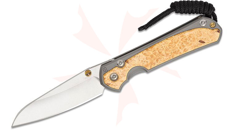 Chris Reeve Small Sebenza 31 Frame Lock Folding Knife 2.99 inch CPM-MagnaCut Stonewashed Insingo Blade, Glass Blasted Titanium Handles with Box Elder Inlays