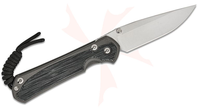 Chris Reeve Left Handed Small Sebenza 31 Frame Lock Folding Knife 2.99 inch CPM-MagnaCut Stonewashed Drop Point Blade, Sandblasted Titanium Handles with Black Canvas Micarta Inlays