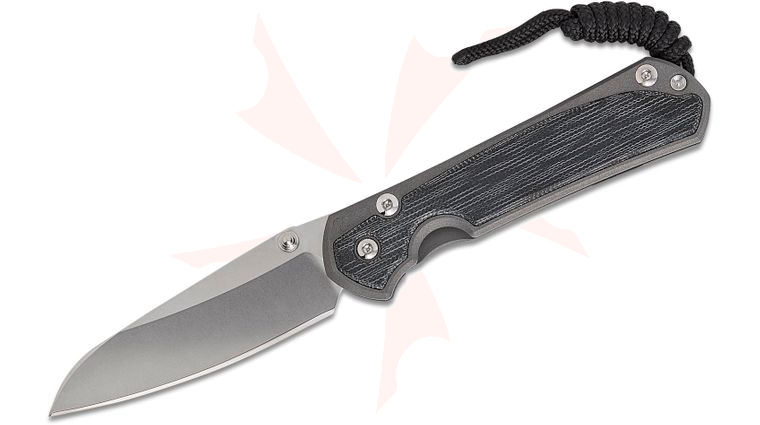 Chris Reeve Small Sebenza 31 Folding Knife 2.99 inch CPM-MagnaCut Stonewashed Insingo Blade, Sandblasted Titanium Handles with Black Canvas Micarta Inlays